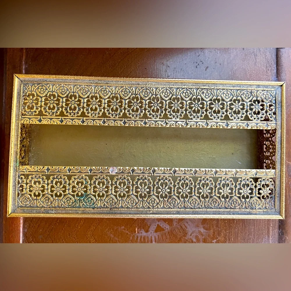 Vintage Metal Kleenex Tissue Holder Gold